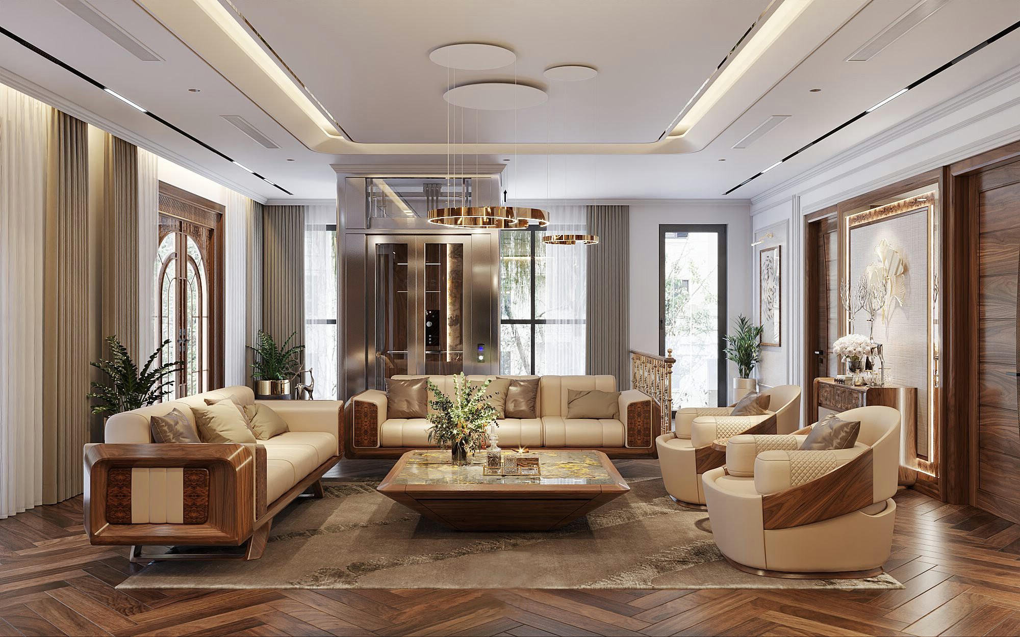 Bộ bàn ghế phòng khách gỗ cao cấp chất liệu gỗ tự nhiên sang trọng