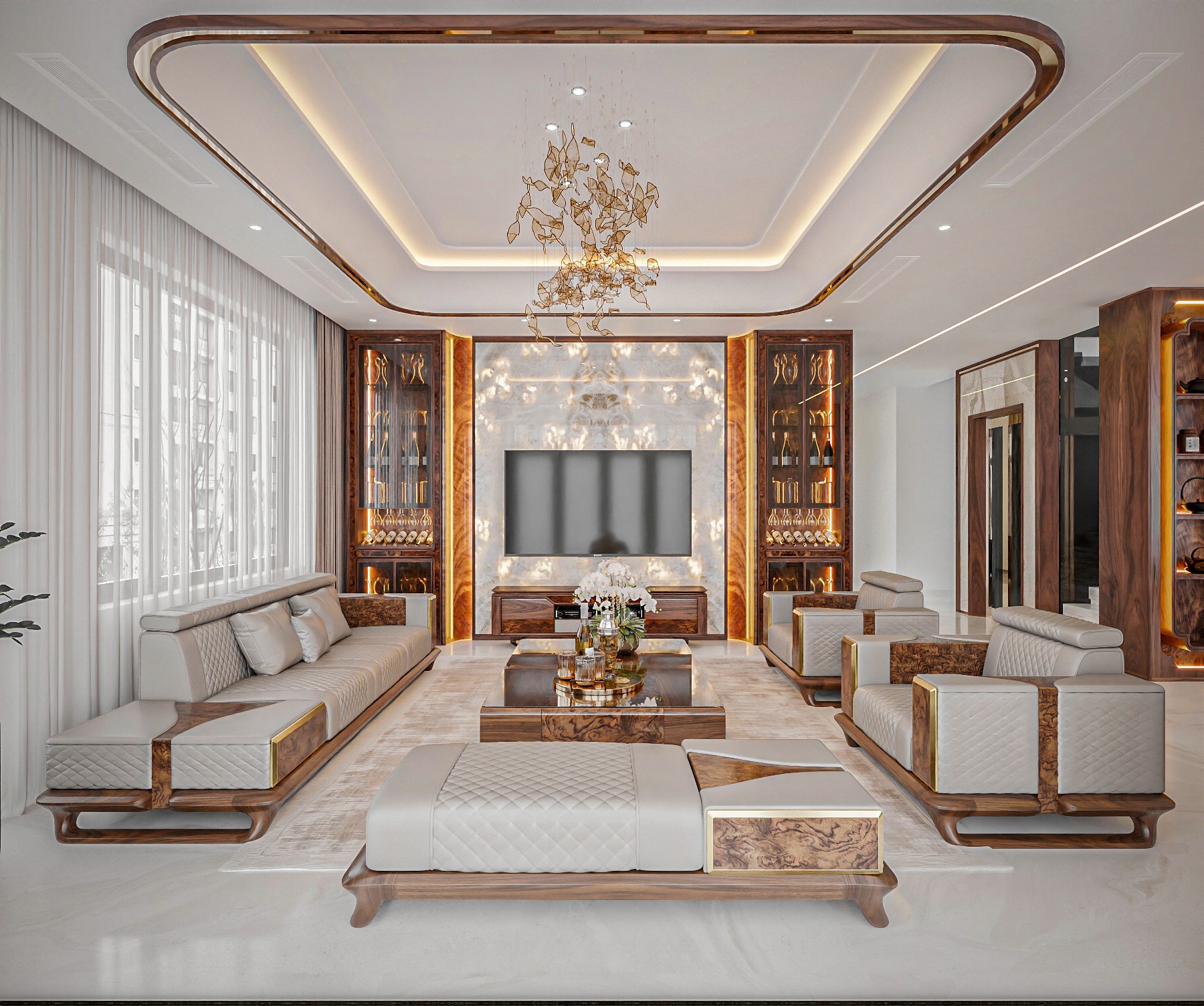 Các mẫu bàn ghế gỗ phòng khách sang trọng chất liệu gỗ tự nhiên cao cấp