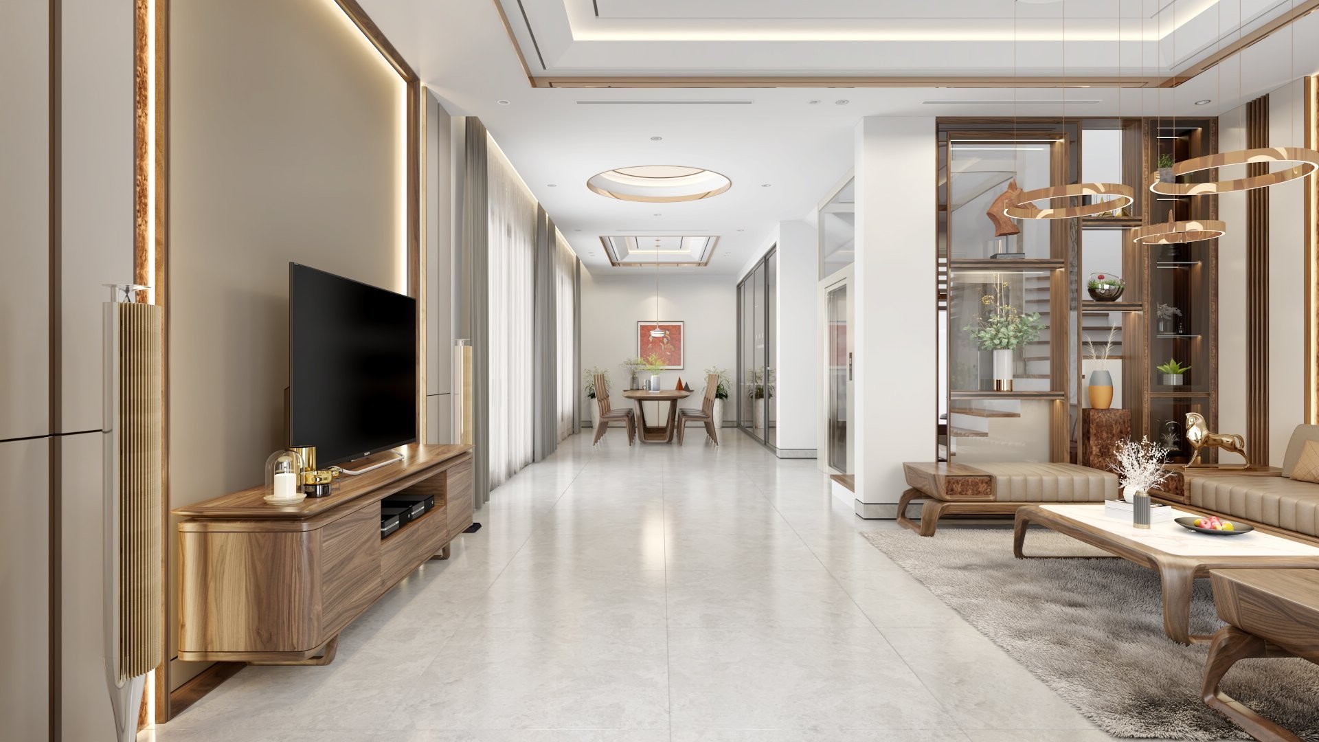 Kệ tivi gỗ tự nhiên cao cấp dáng thấp chất liệu gỗ óc chó hoặc sồi