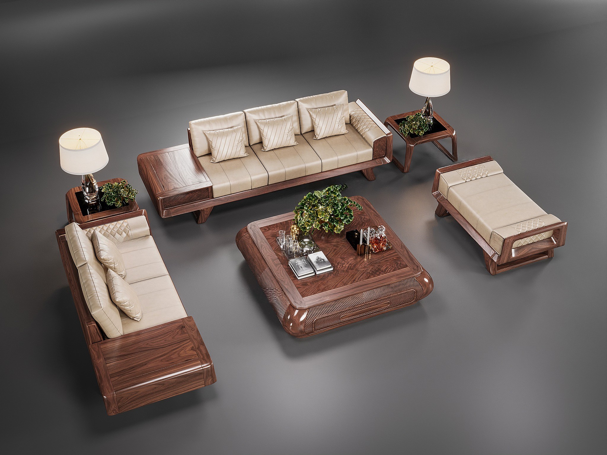 Mẫu ghế sofa gỗ đẹp 6 món chất liệu gỗ tự nhiên sang trọng